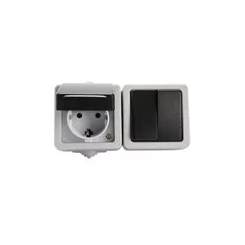   KANLUX-27133 - TEKNO 05-3528-143 fek vizszint csillárkapcs+dugalj,gyerv.IP54