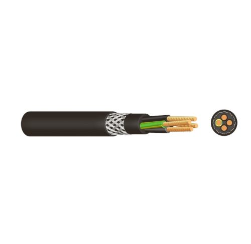 YSLYCY-Jz 0,6/1kV - fekete -  5x 0,75mm² Rézszövet árnyékolású vezérlőkábel