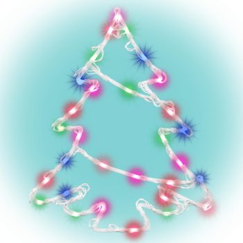   SOMOGYI ELEKTRONIC - KID 502 B/M - LED-es ablakdísz, fenyőfa, elemes, színes