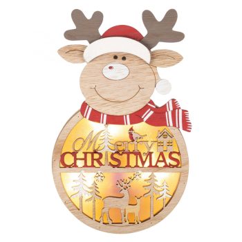   SOMOGYI ELEKTRONIC - KLW 21 R - Fa ablak-, ajtódísz, rénszarvas, melegfehér LED