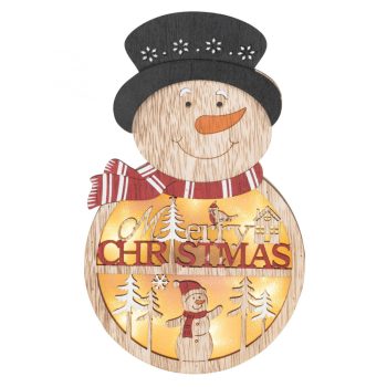   SOMOGYI ELEKTRONIC - KLW 21 S - Fa ablak-, ajtódísz, hóember, melegfehér LED