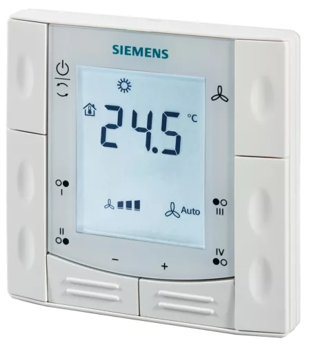 SCHRACK - Helyiség termosztát, süllyesztett, KNX-kommunikáció 2-/4-csöves fan coil vagy direkt párologtatókhoz, KNX kapcsolócsoportokkal, négy gombbal a világítás és a redőnyök kapcsolásához - KX770T4
