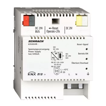   SCHRACK - KNX tápegység DC 29 V, 640 mA Sorbaépíthető, rendszer készülék - KXVK64R---