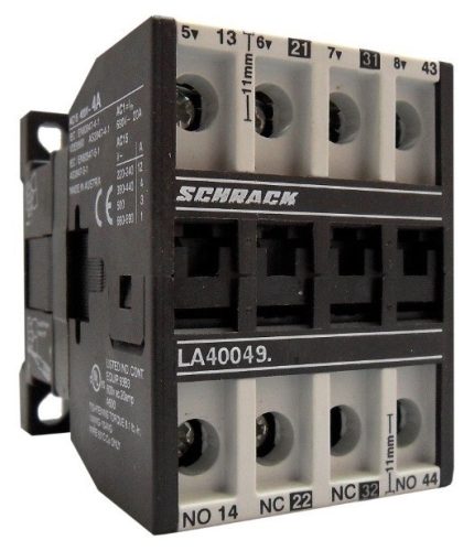 SCHRACK - LA400495N DC segédmágneskapcsoló, 4A, 24VDC, AC15, 2 záró+ 2 nyitó