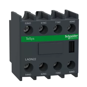   SCHNEIDER LADN22 - Segédérintkező blokk, homloklapi, 2Z+2NY, csavaros csatlakozás