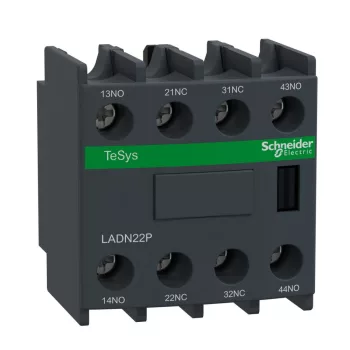   SCHNEIDER LADN22P - Segédérintkező blokk, homloklapi, 2Z+2NY, 4P kontaktorhoz, EN50012