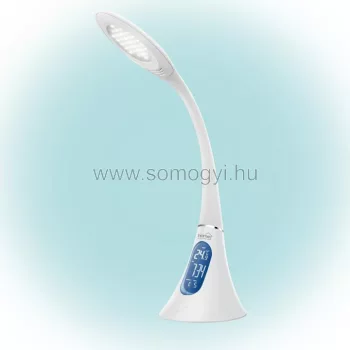   SOMOGYI ELEKTRONIC - LA 6 - LED-es asztali lámpa, órával, hőmérővel