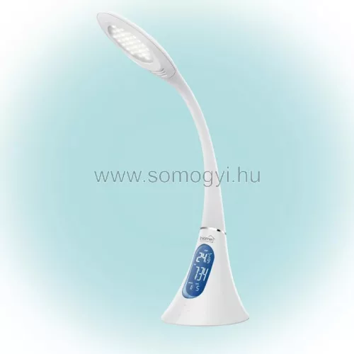 SOMOGYI ELEKTRONIC - LA 6 - LED-es asztali lámpa, órával, hőmérővel