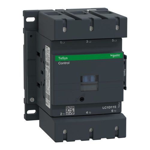 SCHNEIDER LC1D115M7 - AC mágneskapcsoló, 55kW/115A (400V, AC3), csavaros csatlakozás, 1Z+1NY