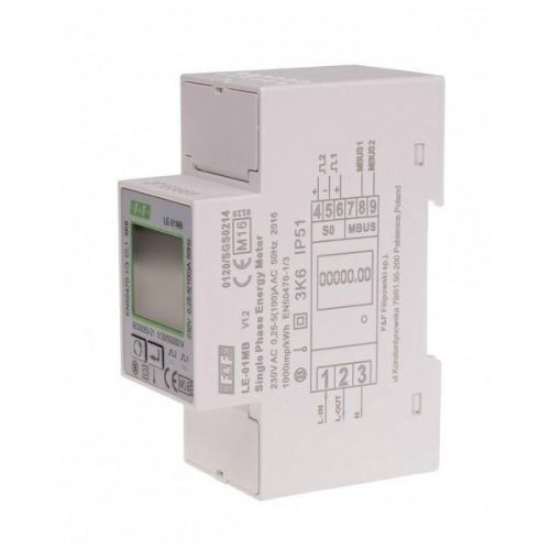 F>F Filipowski - LE-01MB MID - Fogyasztásmérő DIN sínre, direkt egyfázisú MID hitelesített, LCD, M-busz, 2 modul - HD Hungária - LE-01MB