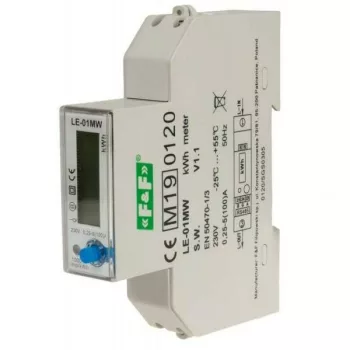   F&F Filipowski - LE-01MW MID - Fogyasztásmérő DIN sínre, direkt egyfázisú MID hitelesített LCD, RTU MOD busz, 1 modul, két tarifa - HD Hungária - LE-01MW
