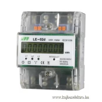   F&F Filipowski - LE-02D MID - Fogyasztásmérő DIN sínre, 3 fázisú MID hitelesített 5-80A, LCD, DIN - HD Hungária - LE-02d