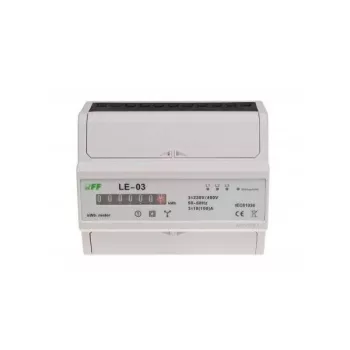   F&F Filipowski - LE-03 - Fogyasztásmérő DIN sínre, 3 fázisú 100A , Mechanikus kijelző, 7 modul - HD Hungária - LE-03