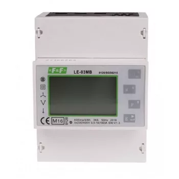   F&F Filipowski - LE-03MB MID - Fogyasztásmérő DIN sínre, 3 fázisú, két irányú, MID hiteles, 100A LCD  direktmérő 4,5 modul M-BUS - HD Hungária - LE-03MB