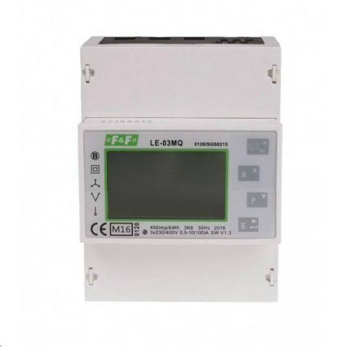F>F Filipowski - LE-03MQ MID - Fogyasztásmérő DIN sínre, 3 fázisú MID hitelesített LCD  direktmérő, 100A, 4.5 modul  RTU MODBUS kétirányú - HD Hungária - LE-03MQ
