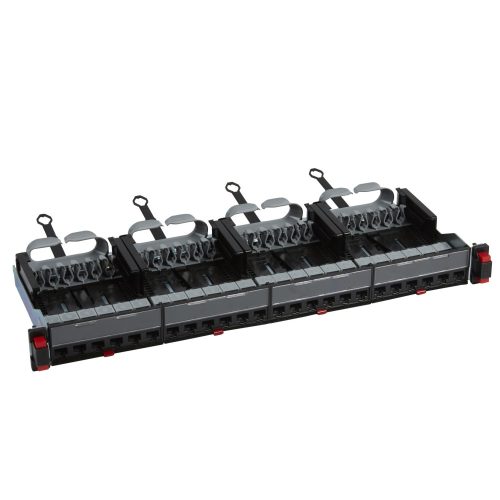 LEGRAND-033750 LEGRAND patch panel 19''-1U 24xRJ45 Cat5e árnyékolatlan (UTP) 6xRJ45 kazettás/LCS3 gyorscsatlakozós portok egyenes 100MHz 1Gigabit