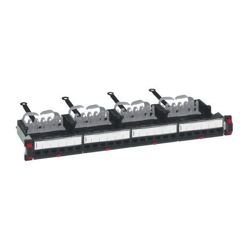 LEGRAND-033751 LEGRAND patch panel 19''-1U 24xRJ45 Cat5e árnyékolt (FTP) 6xRJ45 kazettás/LCS3 gyorscsatlakozós portok egyenes 100MHz 1Gigabit