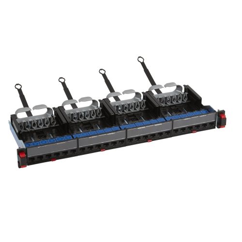 LEGRAND-033760 LEGRAND patch panel 19''-1U 24xRJ45 Cat6 árnyékolatlan (UTP) 6xRJ45 kazettás/LCS3 gyorscsatlakozós portok egyenes 250MHz 1Gigabit