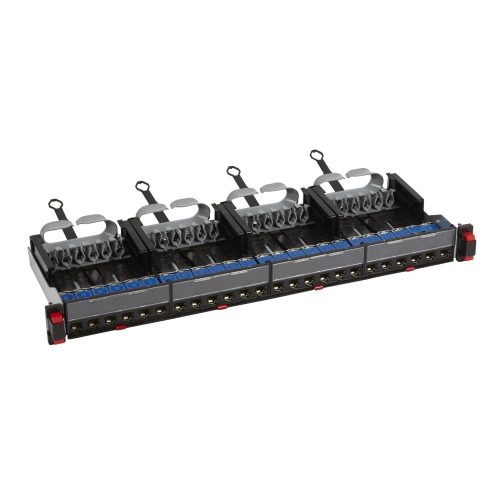LEGRAND-033762 LEGRAND patch panel 19''-1U 24xRJ45 Cat6 árnyékolt (STP) 6xRJ45 kazettás/LCS3 gyorscsatlakozós portok egyenes 250MHz 1Gigabit