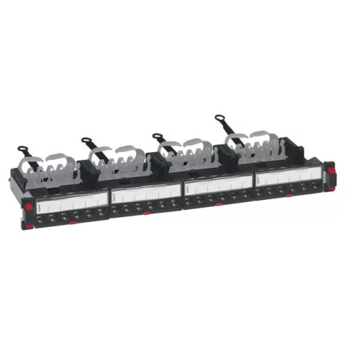 LEGRAND-033772 LEGRAND patch panel 19''-1U 24xRJ45 Cat6A árnyékolt (STP) 6xRJ45 kazettás/LCS3 gyorscsatlakozós portok egyenes 500MHz 10Gigabit