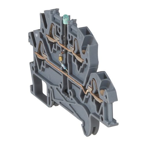 LEGRAND-037256 Viking3 fázis 4mm2 LED-es sorkapocs 4 vezetékes.hez, szürke 2 emeletes rugós