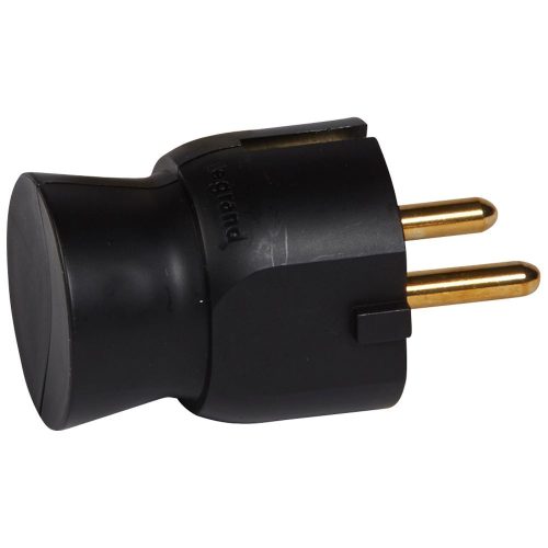 LEGRAND-050178 2P+F földelt, oldalsó bekötésű műanyag csatlakozódugó, fekete