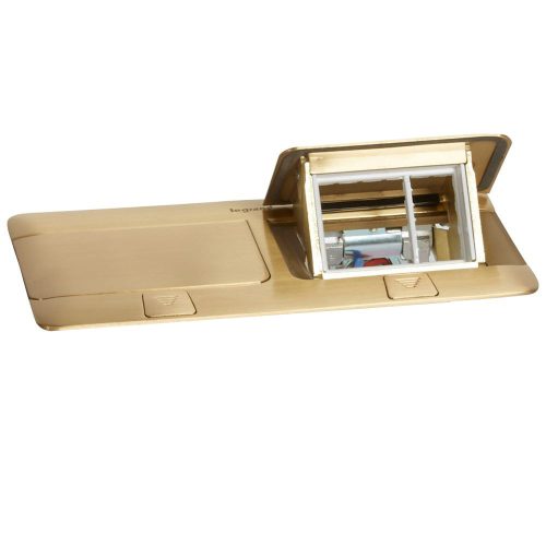 LEGRAND-054017 Pop-up felnyíló süllyesztett padlódoboz 6 (2×3) modul, sárgaréz, üres