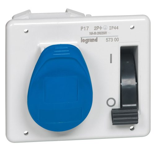 LEGRAND-057300 P17 Tempra Pro beépíthető csatlakozóaljzat reteszelő kapcsolóval IP44 230V 16A 2P+F