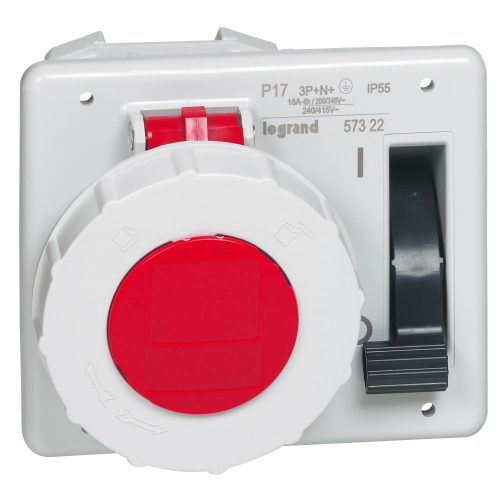 LEGRAND-057322 P17 Tempra Pro Dafbe164k06T 400V IP67 beépíthető csatlakozóaljzat reteszelő kapcsolóval