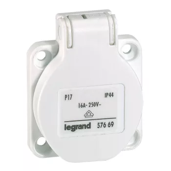 LEGRAND-057669 P17 Tempra háztartási aljzat, fehér IP44