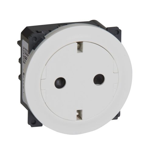 LEGRAND-067166 Céliane 2P+F csatlakozóaljzat, falsíkba illeszkedő fehér betéttárcsával, biztonsági zsaluval, rugós bekötéssel