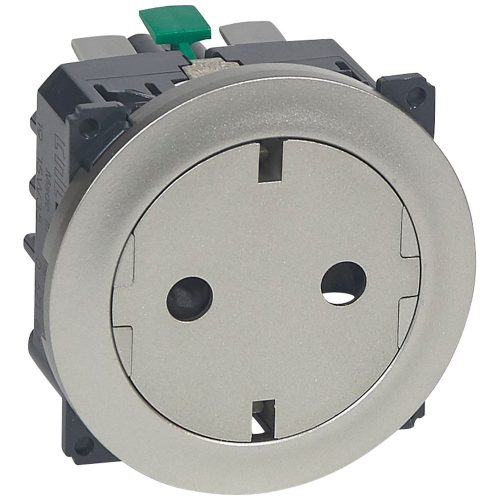 LEGRAND-067167 Céliane 2P+F csatlakozóaljzat, falsíkba illeszkedő titán betéttárcsával, biztonsági zsaluval, rugós bekötéssel