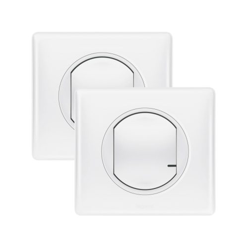 LEGRAND-067632 Céliane with Netatmo okos előre párosított szett váltókapcsolás kialakításához: kapcsoló/dimmer (végrehajtó, nulla vezető nélkül) + kapcsoló (elemes távvezérlő), komplett szerelvények, 