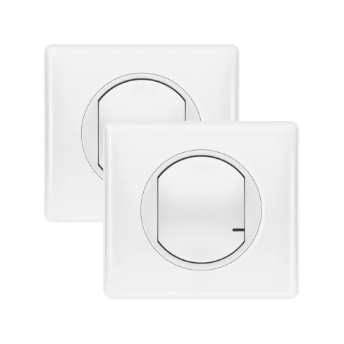 LEGRAND Céliane with Netatmo okos előre párosított szett váltókapcsolás kialakításához: kapcsoló/dimmer (végrehajtó, nulla vezető nélkül) + kapcsoló (elemes táv