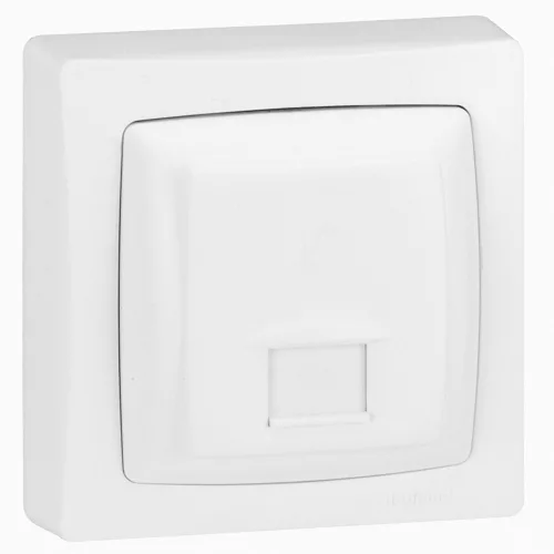 LEGRAND Oteo RJ 45 ISDN informatikai csatlakozóaljzat, 8 érintkezős, negyedfordulatos bekötéssel, gyors bekötési technikával, fehér RAL 9010