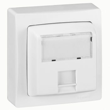  LEGRAND-086059 Oteo RJ45 Cat.5E UTP informatikai aljzat kerettel, fehér