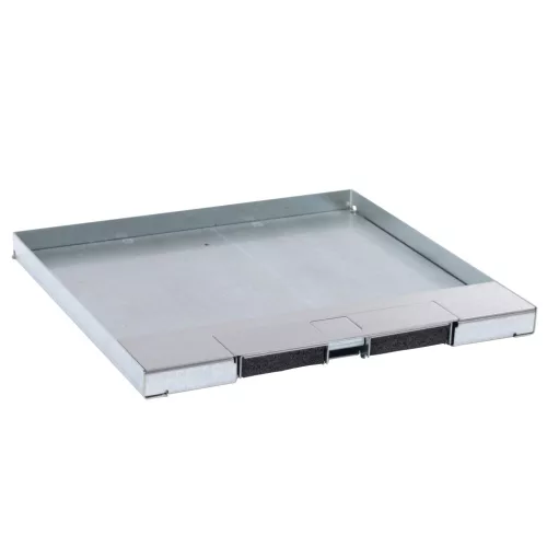 LEGRAND-088105 Rozsdamentes acél fedél 16/24 modulos perem nélküli padlódobozhoz, max. 15mm burkolattal