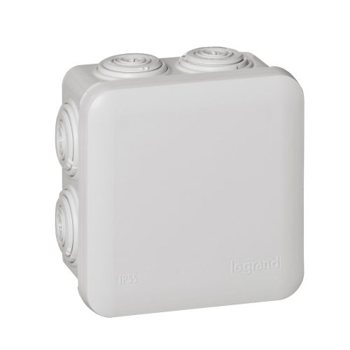 LEGRAND-092012 Plexo 55 négyzet alakú szerelődoboz 80×80×45 mm, 7 bemenet, szürke