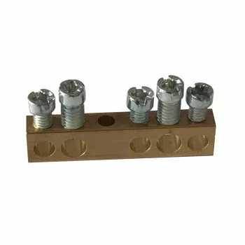   LEGRAND-134000 PractiboxS csavarral rögzíthető csupasz sárgaréz PE elosztókapocs, 5 kötési pont, 2x16mm² + 3x10mm²; Icc=6 kA