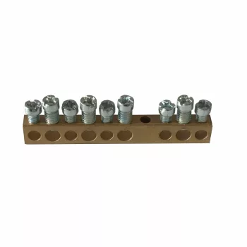   LEGRAND-134001 PractiboxS csavarral rögzíthető csupasz sárgaréz PE elosztókapocs, 9 kötési pont, 4x16mm² + 5x10mm²; Icc=6 kA