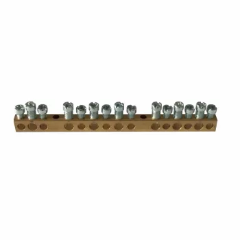   LEGRAND-134002 PractiboxS csavarral rögzíthető csupasz sárgaréz PE elosztókapocs, 15 kötési pont, 7x16mm² + 8x10mm²; Icc=6 kA