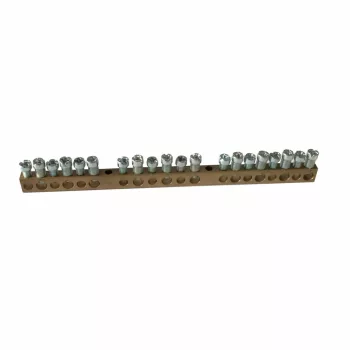   LEGRAND-134003 PractiboxS csavarral rögzíthető csupasz sárgaréz PE elosztókapocs, 20 kötési pont, 10x16mm² + 10x10mm²; Icc=6 kA
