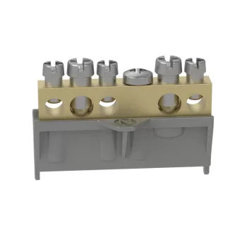   LEGRAND-134010 PractiboxS csavarral rögzíthető csupasz sárgaréz N elosztókapocs, 5 kötési pont, 2x16mm² + 3x10mm²; Icc=6 kA