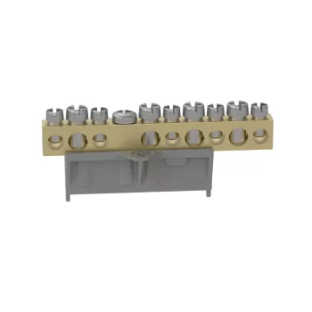  LEGRAND-134011 PractiboxS csavarral rögzíthető csupasz sárgaréz N elosztókapocs, 9 kötési pont, 4x16mm² + 5x10mm²; Icc=6 kA