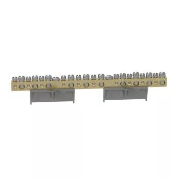   LEGRAND-134013 PractiboxS csavarral rögzíthető csupasz sárgaréz N elosztókapocs, 20 kötési pont, 10x16mm² + 10x10mm²; Icc=6 kA