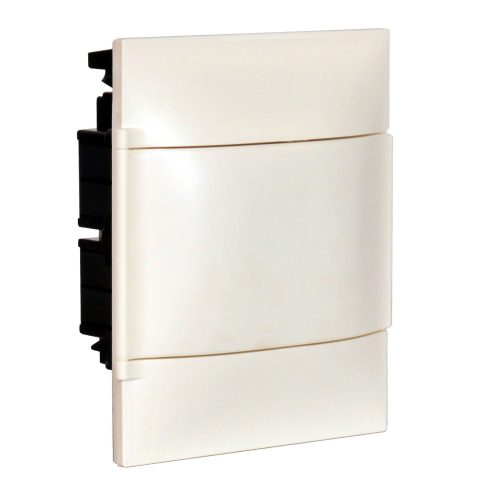 LEGRAND-134146 PractiboxS 1 sor 6 modul, téglafalba süllyeszthető kiselosztó(650°C), fehér ajtóval, védőföld és nulla elosztókapoccsal