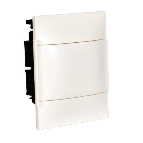 LEGRAND-134148 PractiboxS 1 sor 8 modul, téglafalba süllyeszthető kiselosztó(650°C), fehér ajtóval, védőföld és nulla elosztókapoccsal