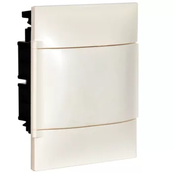   LEGRAND-134164 PractiboxS 1 sor 4 modul, gipszkartonba süllyeszthető kiselosztó (850°C), fehér ajtóval, védőföld és nulla elosztókapoccsal
