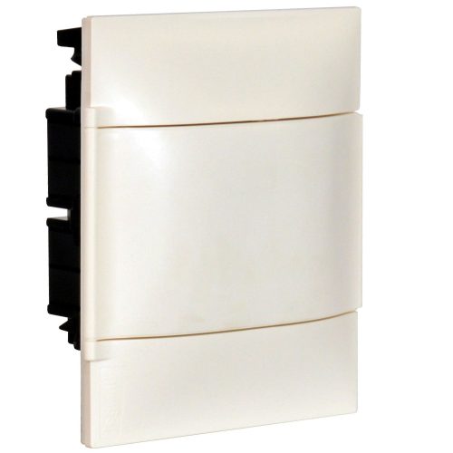 LEGRAND-134164 PractiboxS 1 sor 4 modul, gipszkartonba süllyeszthető kiselosztó (850°C), fehér ajtóval, védőföld és nulla elosztókapoccsal
