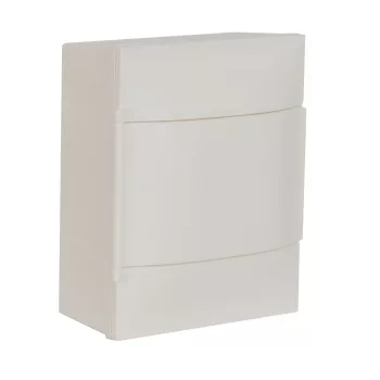   LEGRAND-134204 PractiboxS 1 sor 4 modul, falon kívüli kiselosztó, fehér ajtóval, védőföld és nulla elosztókapoccsal
